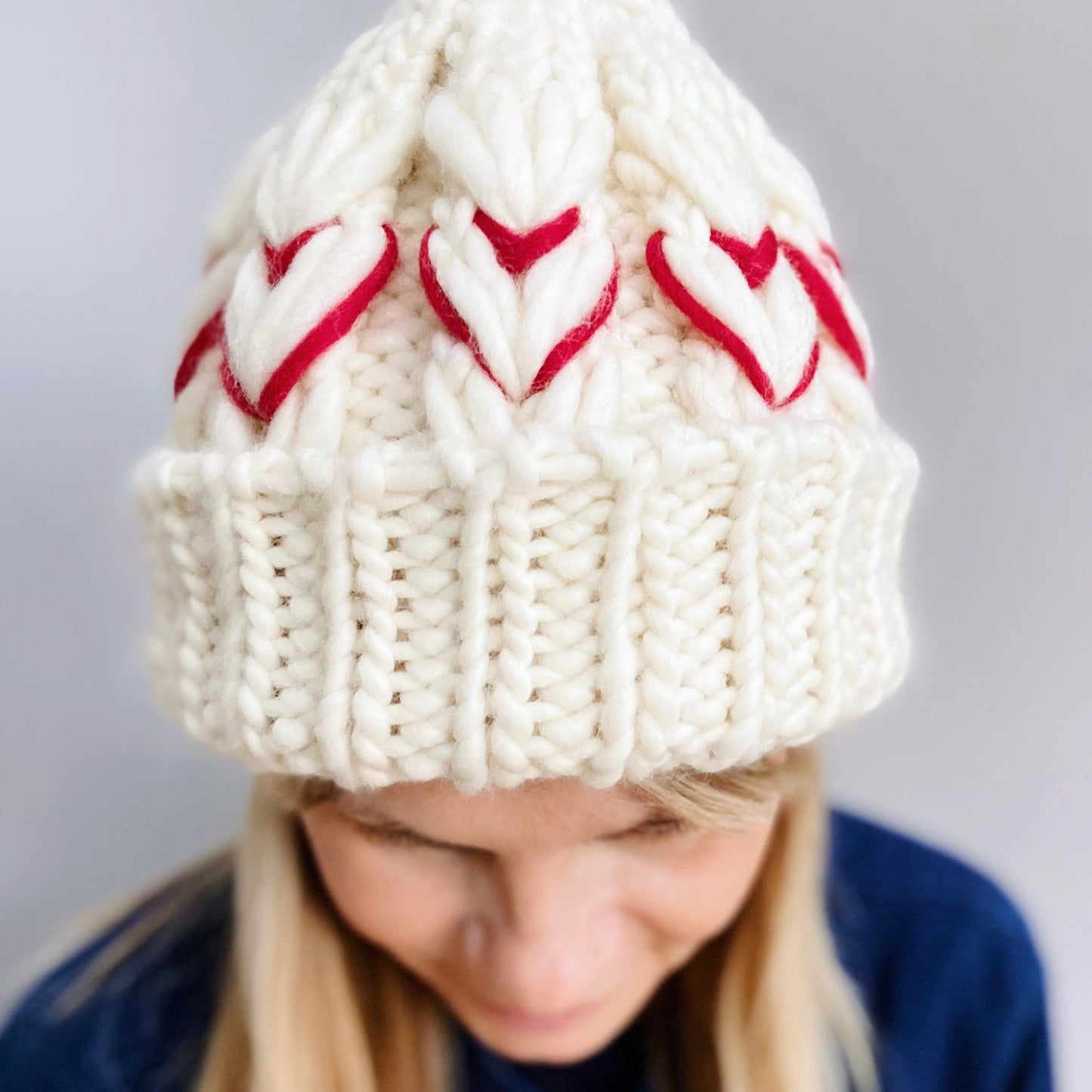 Big Heart Beanie Knitting Pattern