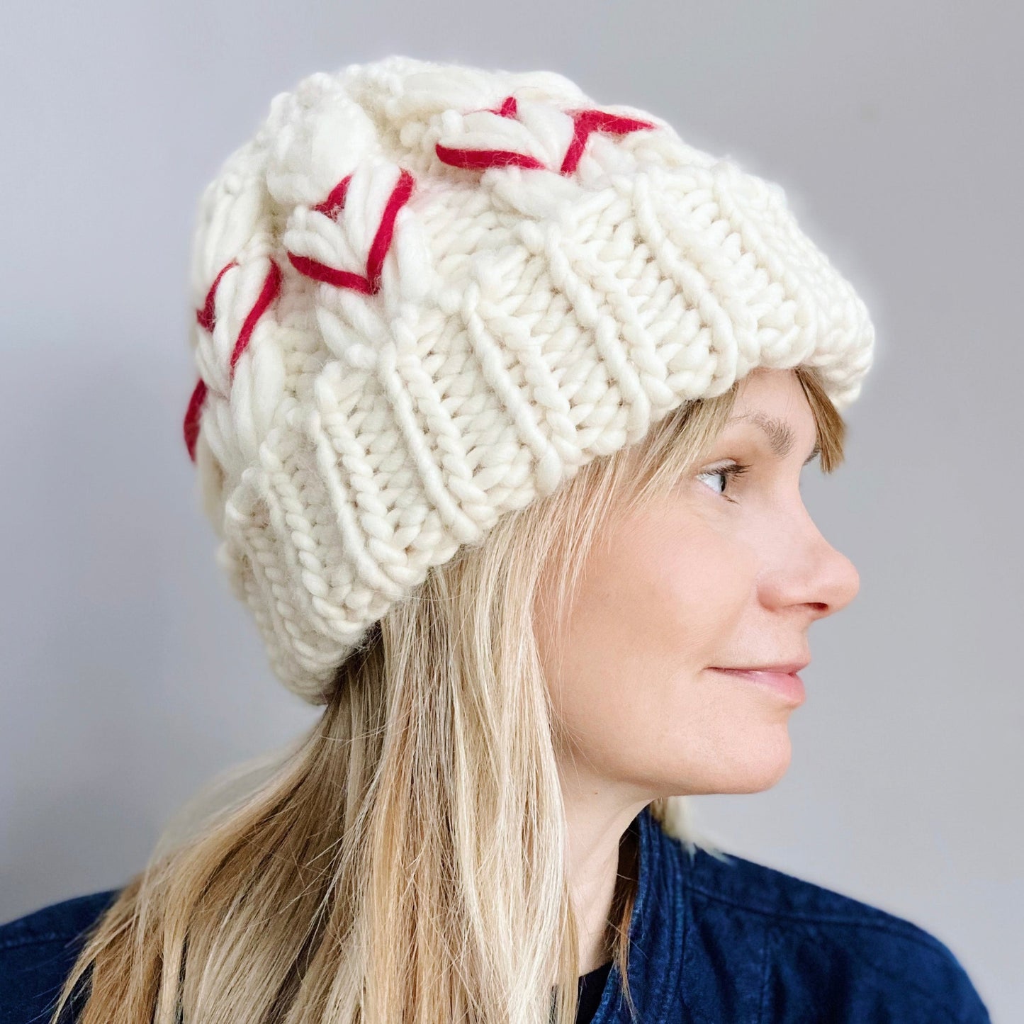 Big Heart Beanie Knitting Pattern